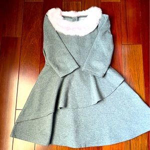 Gorgeous gray and pink fur detail dress.